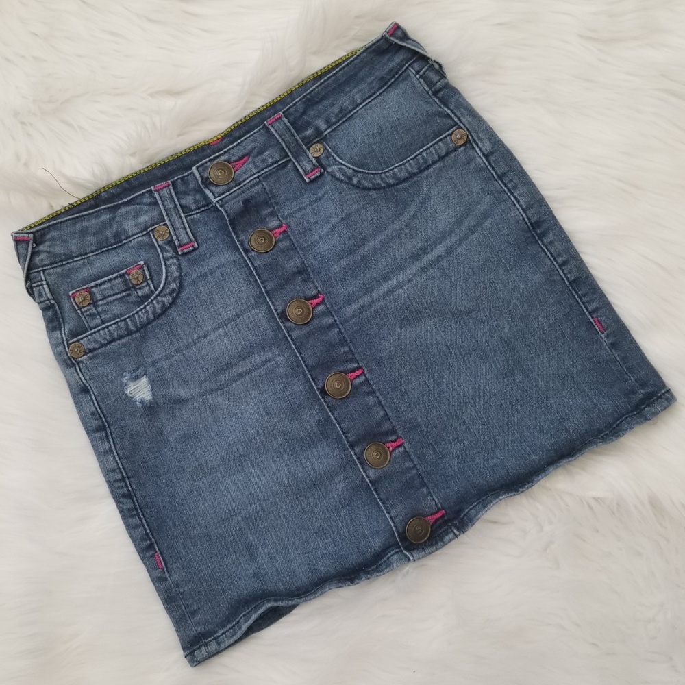 True Religion Girls' Button Down Jean Skirt